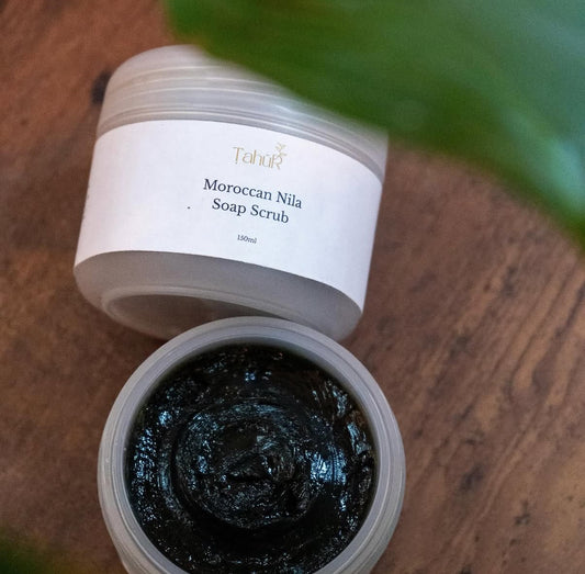 Authentic Moroccan Nila Soap Scrub + Kessa Glove (Bundle)