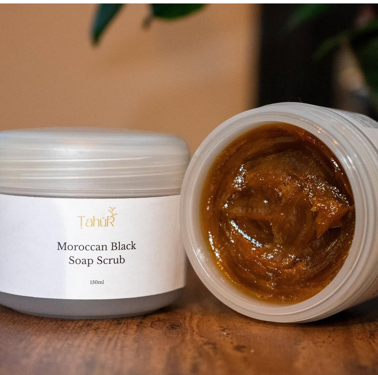 Authentic Moroccan Black Soap Scrub + Kessa Glove (Bundle)